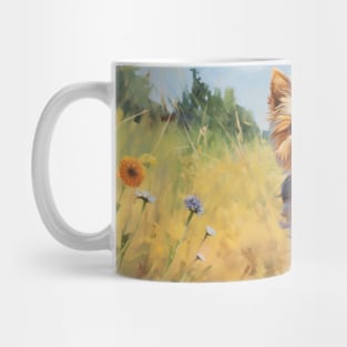 Yorkshire Terrier painting in a field Mug